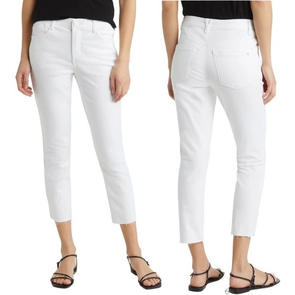 Wit & Wisdom Ab'Solution White  High Waist Raw Hem Straight Leg Jeans - Picture 1 of 8